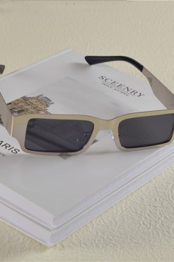 Cyberpunk Rectangular Sunglasses for Men & Women - Trendy Hip-Hop & European-American Style, Ideal for Round Faces