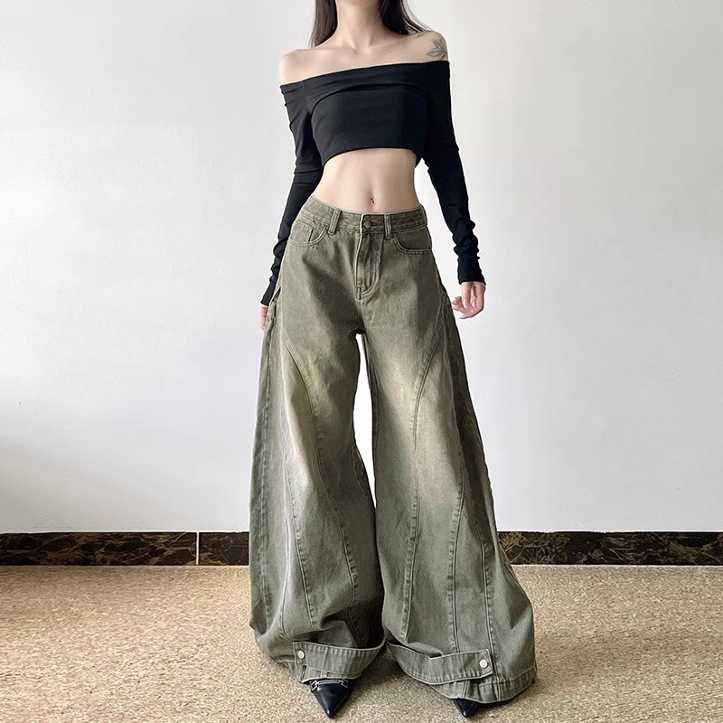 Dark Blue Letter Embroidered Slim Flare Jeans for Women, Versatile Casual Pants with Draping Effect, Y2K Street Style Fashion Dark Blue Letter Embroidered Slim Flare Jeans for Women, Versatile Casual Pants with Draping Effect, Y2K Street Style Fashion