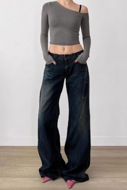 Dark Blue Letter Embroidered Slim Flare Jeans for Women, Versatile Casual Pants with Draping Effect, Y2K Street Style Fashion