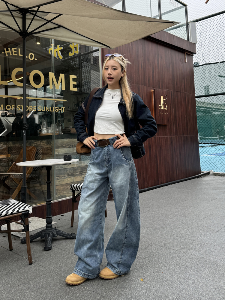 Deconstructed Loose Curved Blade Jeans for Men and Women - Retro American Wash Wide-Leg Casual Pants, Y2K Style Deconstructed Loose Curved Blade Jeans for Men and Women - Retro American Wash Wide-Leg Casual Pants, Y2K Style