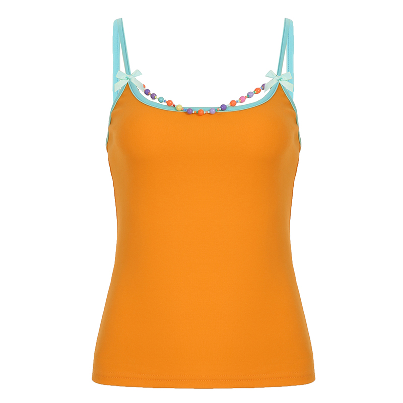 Detachable Bead Chain Bow Strap Vest for Women - Tight-Fitting Backless Top, Trendy Y2K Style Detachable Bead Chain Bow Strap Vest for Women - Tight-Fitting Backless Top, Trendy Y2K Style