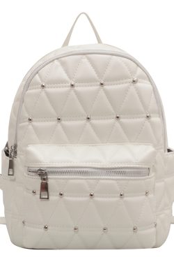Diamond-Shaped Large Capacity Backpack for Women - Minimalist High-End Style, Fashionable Versatile School Bag for Spring/Summer 2025