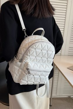 Diamond-Shaped Large Capacity Backpack for Women - Minimalist High-End Style, Fashionable Versatile School Bag for Spring/Summer 2025