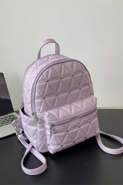 Diamond-Shaped Large Capacity Backpack for Women - Minimalist High-End Style, Fashionable Versatile School Bag for Spring/Summer 2025