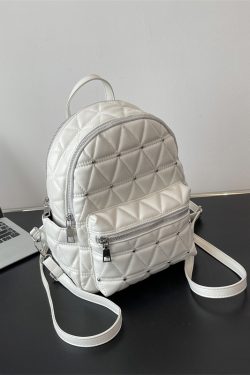 Diamond-Shaped Large Capacity Backpack for Women - Minimalist High-End Style, Fashionable Versatile School Bag for Spring/Summer 2025