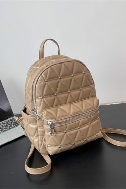 Diamond-Shaped Large Capacity Backpack for Women - Minimalist High-End Style, Fashionable Versatile School Bag for Spring/Summer 2025