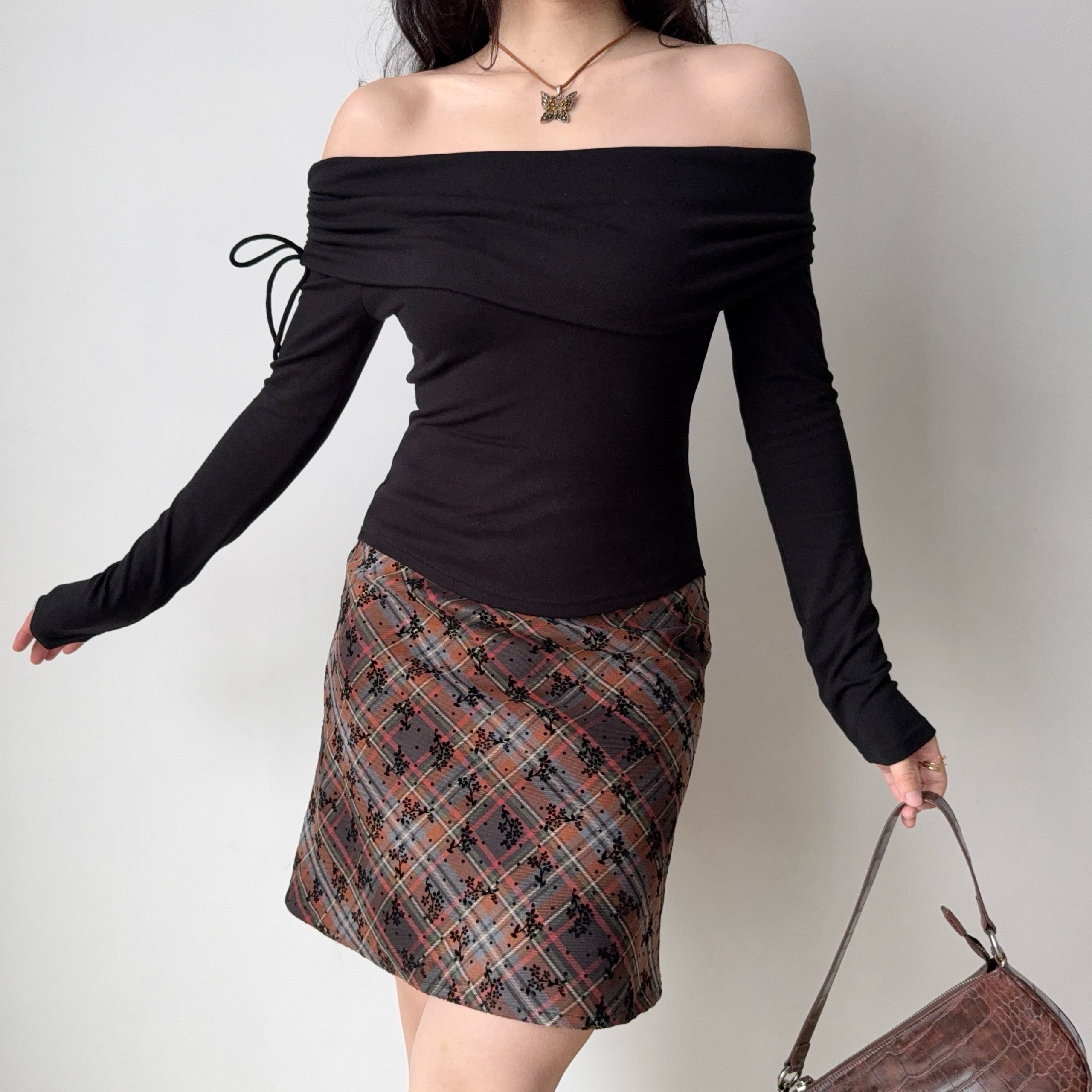 DIY American Vintage Floral Plaid Midi Skirt - Women's High Waist Bodycon Fashion Skirt, Y2K Style DIY American Vintage Floral Plaid Midi Skirt - Women's High Waist Bodycon Fashion Skirt, Y2K Style