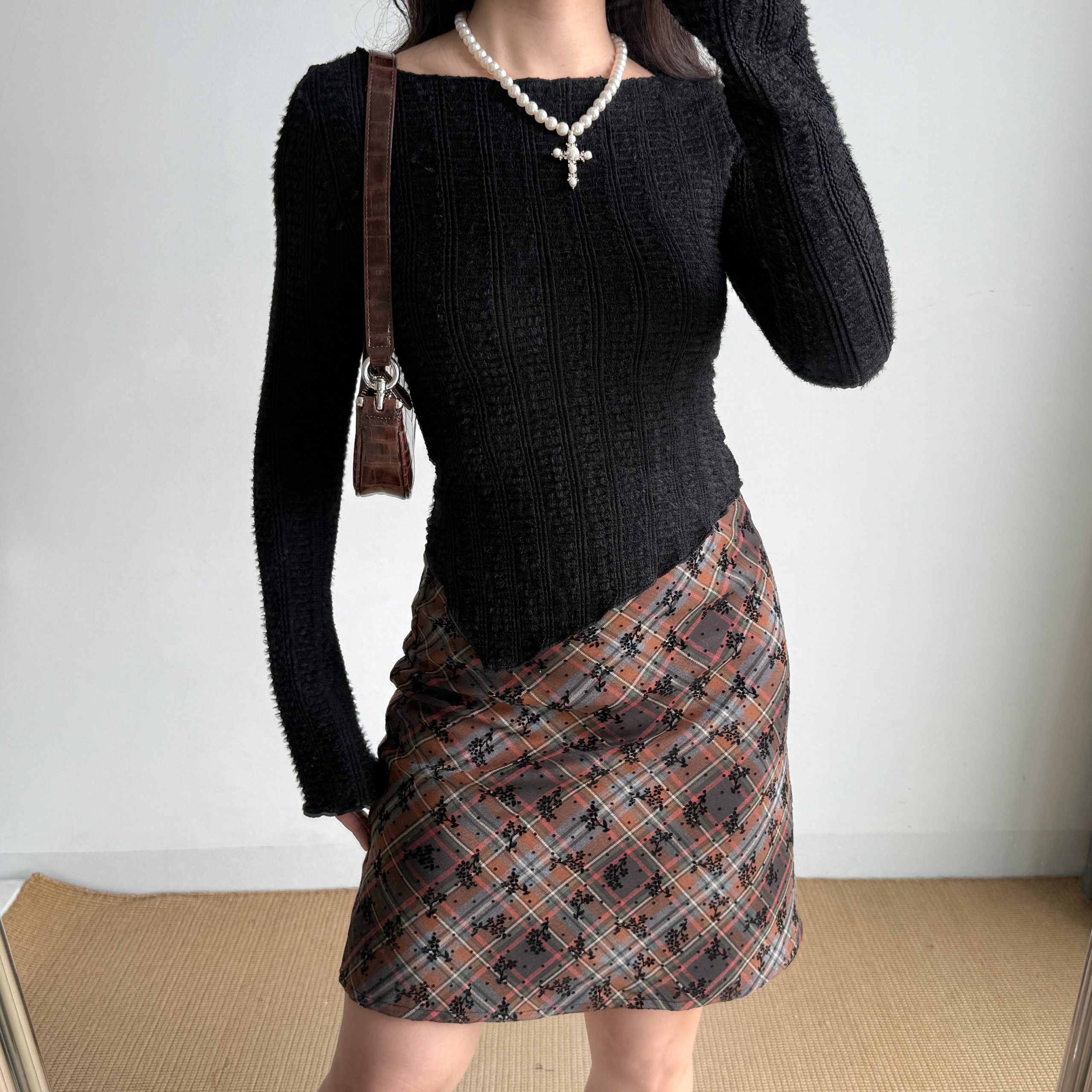 DIY American Vintage Floral Plaid Midi Skirt - Women's High Waist Bodycon Fashion Skirt, Y2K Style DIY American Vintage Floral Plaid Midi Skirt - Women's High Waist Bodycon Fashion Skirt, Y2K Style