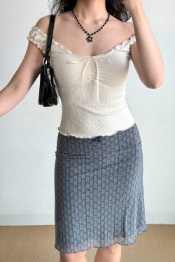 DIY American Vintage Printed Mesh Bodycon Skirt for Women - Sexy 90s Inspired Fashion Piece