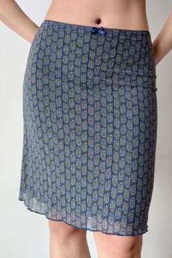 DIY American Vintage Printed Mesh Bodycon Skirt for Women - Sexy 90s Inspired Fashion Piece