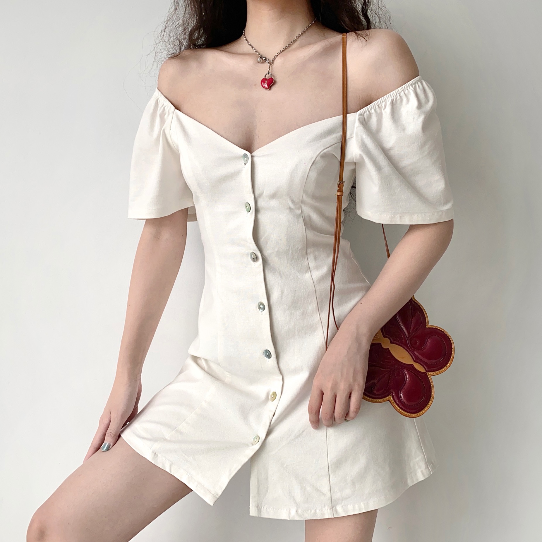 DIY French Vintage V-Neck Short Sleeve A-Line White Dress for Women - Plus Size, Chic Casual Style DIY French Vintage V-Neck Short Sleeve A-Line White Dress for Women - Plus Size, Chic Casual Style