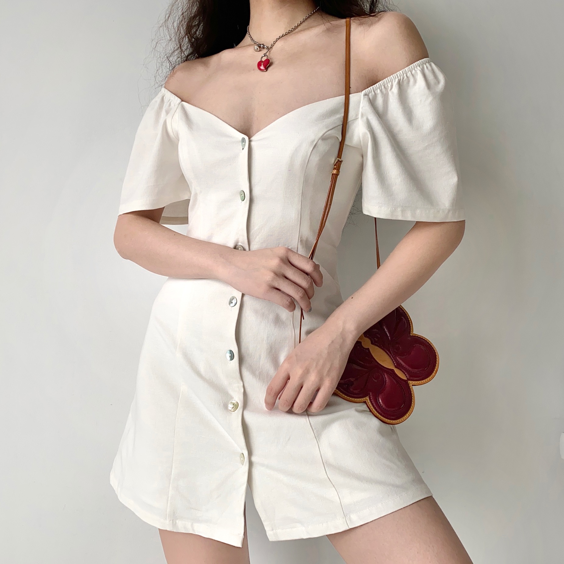 DIY French Vintage V-Neck Short Sleeve A-Line White Dress for Women - Plus Size, Chic Casual Style DIY French Vintage V-Neck Short Sleeve A-Line White Dress for Women - Plus Size, Chic Casual Style