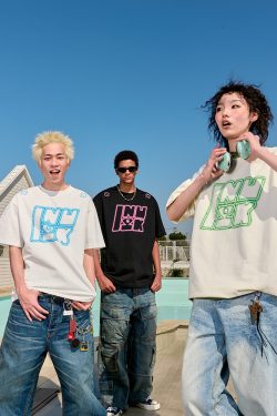 Dopamine Pearl Letter T-Shirt - Vintage American Streetwear, Loose Fit, Short Sleeve, Unisex, 90s Inspired, Trendy 2025 Style