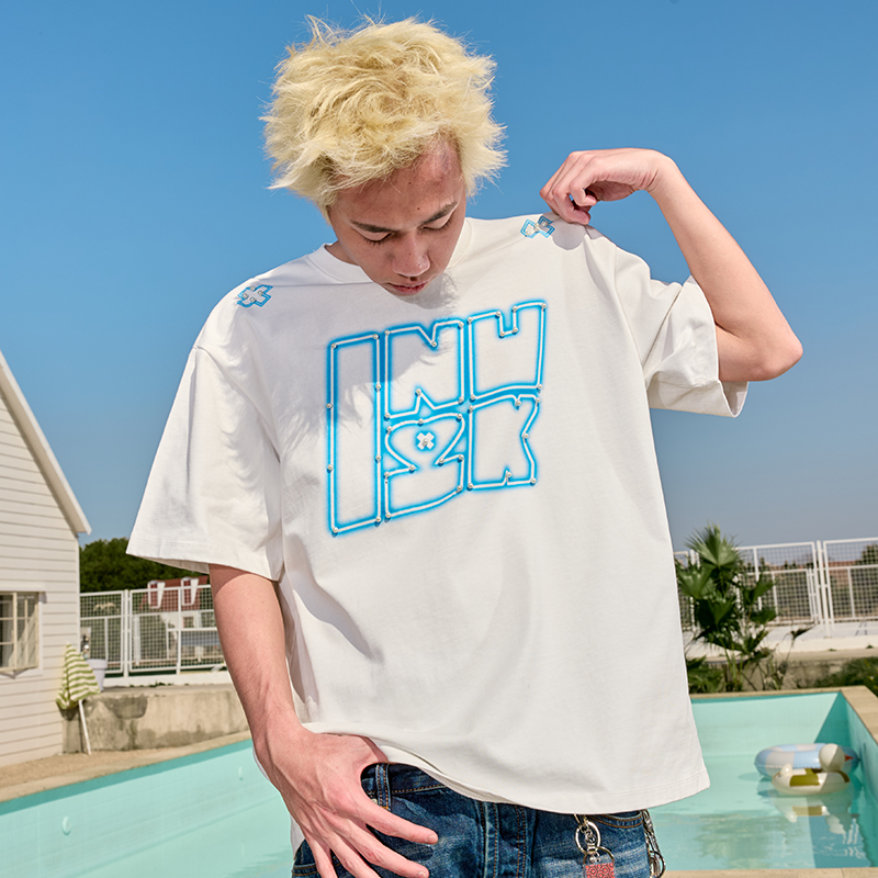 Dopamine Pearl Letter T-Shirt - Vintage American Streetwear, Loose Fit, Short Sleeve, Unisex, 90s Inspired, Trendy 2025 Style Dopamine Pearl Letter T-Shirt - Vintage American Streetwear, Loose Fit, Short Sleeve, Unisex, 90s Inspired, Trendy 2025 Style