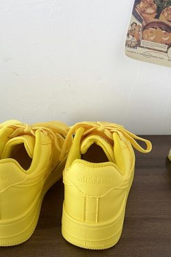 Dopamine Yellow Star Low-Top Sneakers for Women - Versatile Casual Sports Shoes for Spring Summer Trendy Style