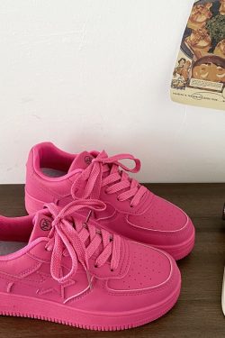 Dopamine Yellow Star Low-Top Sneakers for Women - Versatile Casual Sports Shoes for Spring Summer Trendy Style