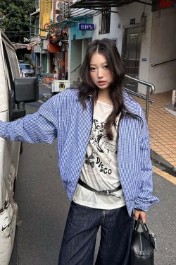 Double-Sided Plaid Work Jacket for Couples - Versatile Loose Top Coat for Spring and Autumn, Trendy National Style