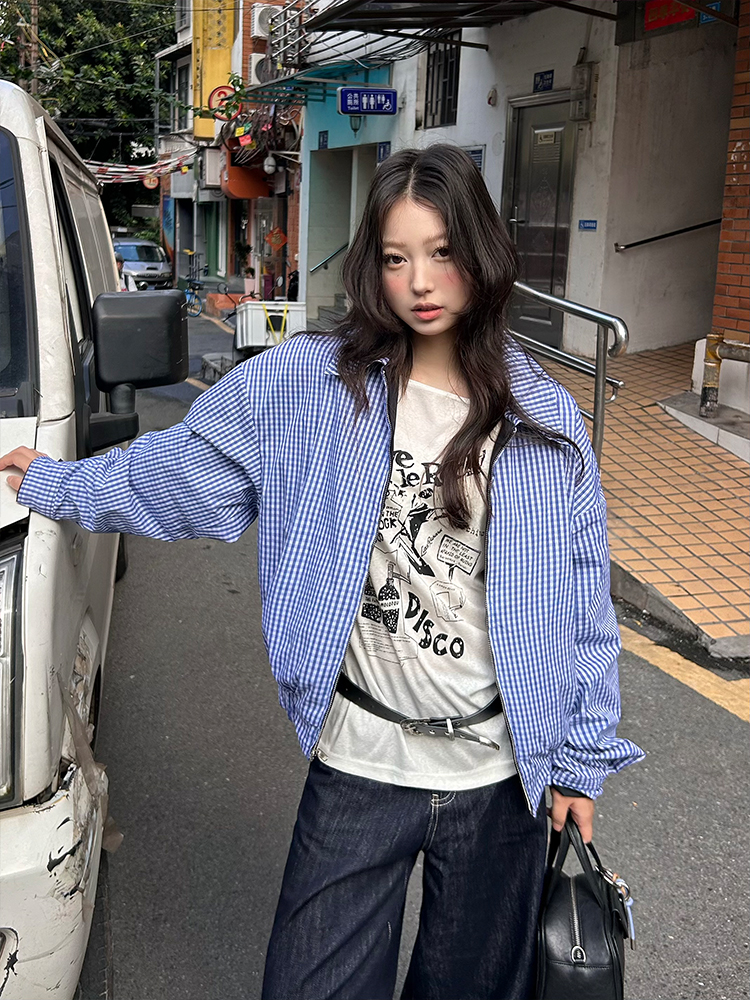 Double-Sided Plaid Work Jacket for Couples - Versatile Loose Top Coat for Spring and Autumn, Trendy National Style Double-Sided Plaid Work Jacket for Couples - Versatile Loose Top Coat for Spring and Autumn, Trendy National Style