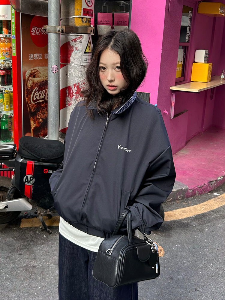 Double-Sided Plaid Work Jacket for Couples - Versatile Loose Top Coat for Spring and Autumn, Trendy National Style Double-Sided Plaid Work Jacket for Couples - Versatile Loose Top Coat for Spring and Autumn, Trendy National Style