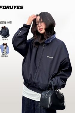 Double-Sided Plaid Work Jacket for Couples - Versatile Loose Top Coat for Spring and Autumn, Trendy National Style