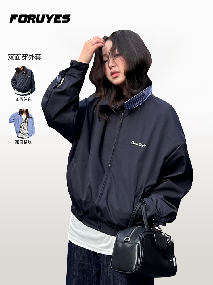 Double-Sided Plaid Work Jacket for Couples - Versatile Loose Top Coat for Spring and Autumn, Trendy National Style Double-Sided Plaid Work Jacket for Couples - Versatile Loose Top Coat for Spring and Autumn, Trendy National Style