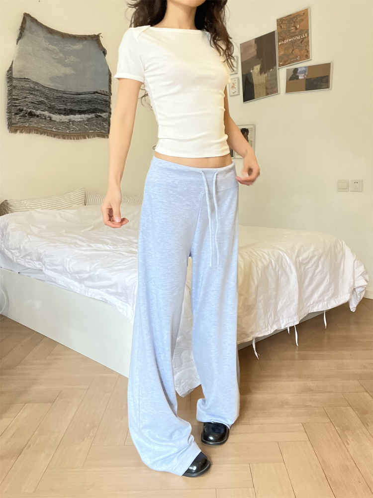 Draped Drawstring Wide-Leg Pants for Women - Casual Relaxed Fit, Versatile Floor-Length Style for Spring/Summer 2025 Fashion Draped Drawstring Wide-Leg Pants for Women - Casual Relaxed Fit, Versatile Floor-Length Style for Spring/Summer 2025 Fashion