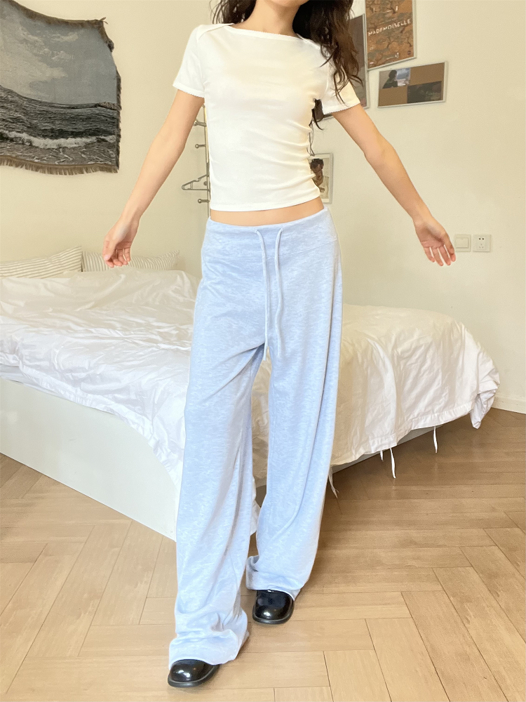 Draped Drawstring Wide-Leg Pants for Women - Casual Relaxed Fit, Versatile Floor-Length Style for Spring/Summer 2025 Fashion Draped Drawstring Wide-Leg Pants for Women - Casual Relaxed Fit, Versatile Floor-Length Style for Spring/Summer 2025 Fashion