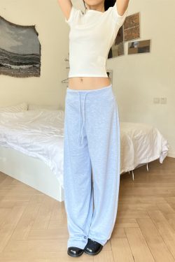 Draped Drawstring Wide-Leg Pants for Women - Casual Relaxed Fit, Versatile Floor-Length Style for Spring/Summer 2025 Fashion