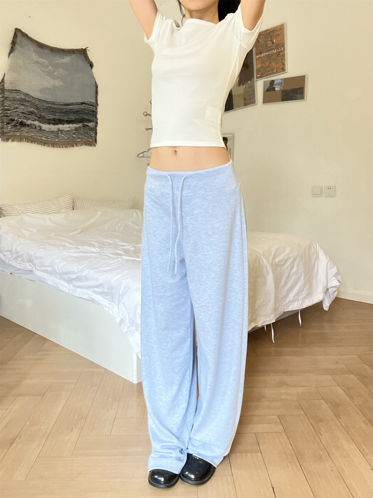 Draped Drawstring Wide-Leg Pants for Women - Casual Relaxed Fit, Versatile Floor-Length Style for Spring/Summer 2025 Fashion Draped Drawstring Wide-Leg Pants for Women - Casual Relaxed Fit, Versatile Floor-Length Style for Spring/Summer 2025 Fashion