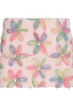 Dreamy Clouds Floral Bodycon Ultra-Short Skirt for Women - Low-Waist Brushed Edge Half Skirt in Trendy Y2K Style