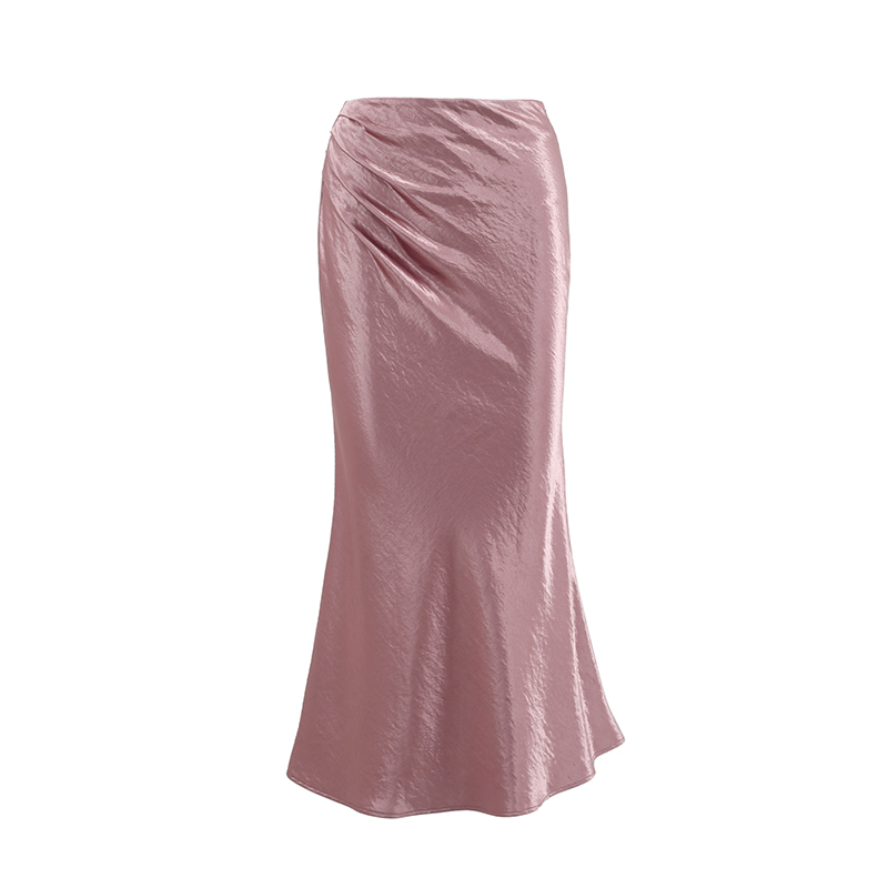 Elegant Glossy Satin Half-Length Mermaid Skirt - French Style Commuting High-End White Midi Skirt for Chic Outfits Elegant Glossy Satin Half-Length Mermaid Skirt - French Style Commuting High-End White Midi Skirt for Chic Outfits