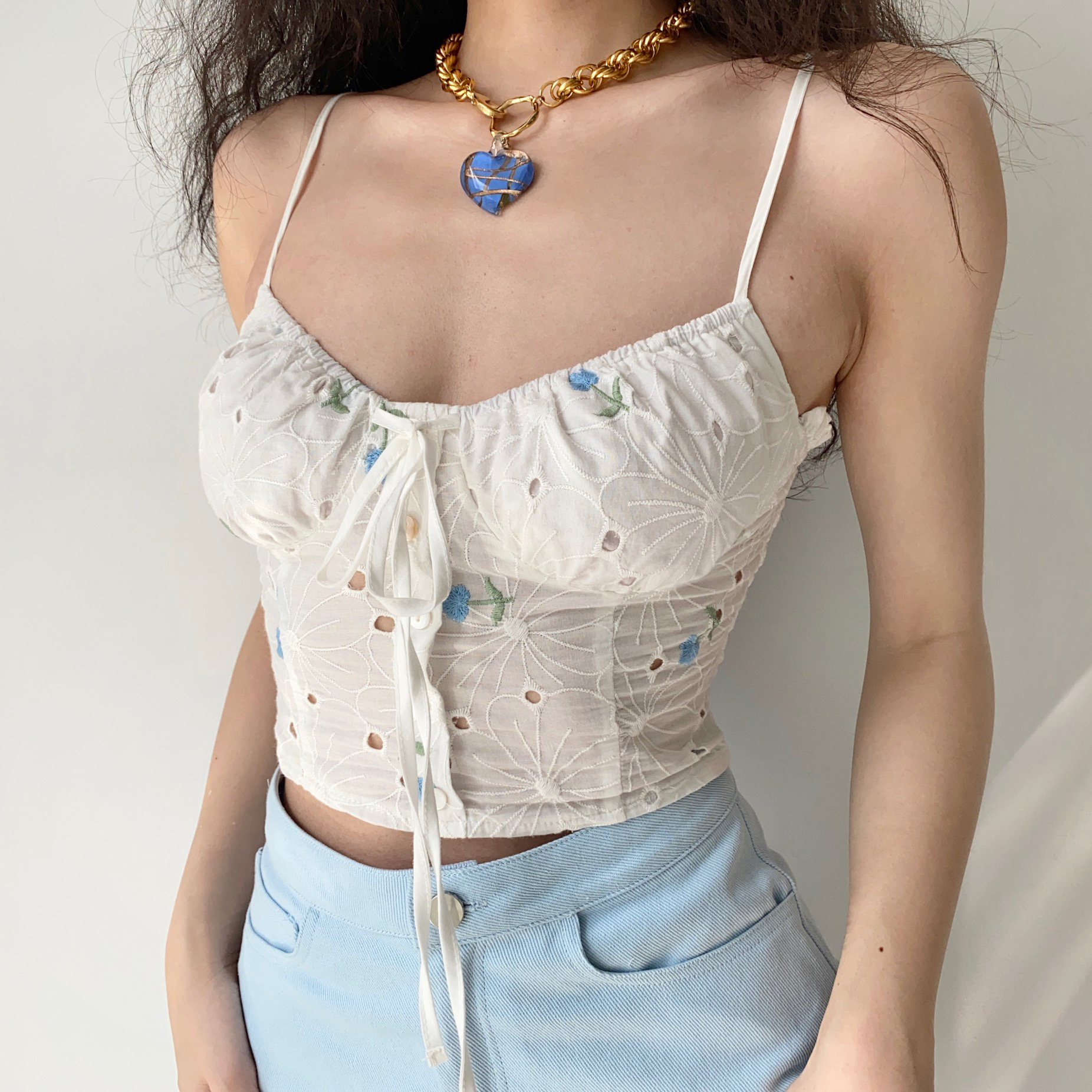 Elegant Vintage Lace Embroidery Strap Top - Handmade Women's Summer Outerwear - French Style Short Top for Effortless Chic Elegant Vintage Lace Embroidery Strap Top - Handmade Women's Summer Outerwear - French Style Short Top for Effortless Chic