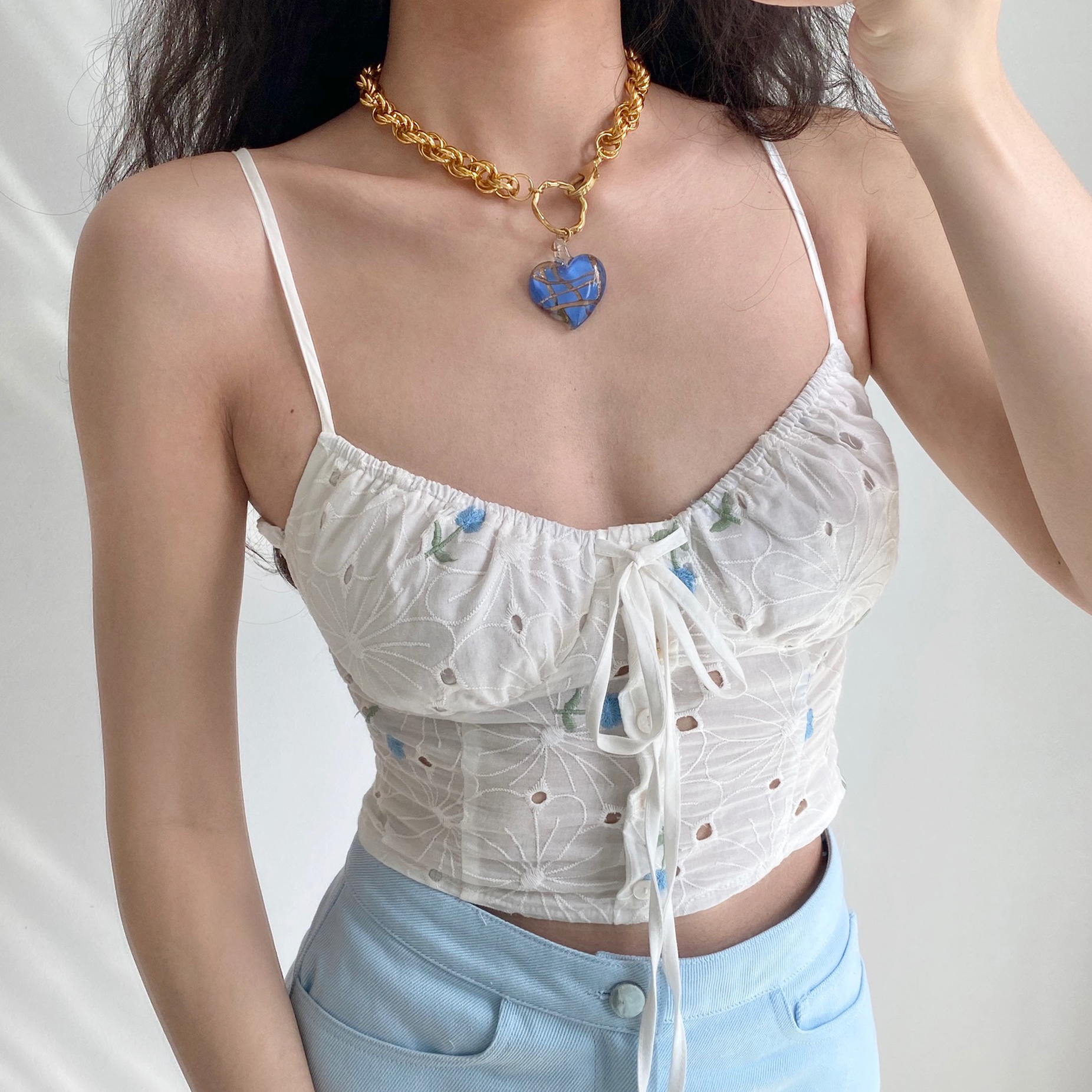 Elegant Vintage Lace Embroidery Strap Top - Handmade Women's Summer Outerwear - French Style Short Top for Effortless Chic Elegant Vintage Lace Embroidery Strap Top - Handmade Women's Summer Outerwear - French Style Short Top for Effortless Chic