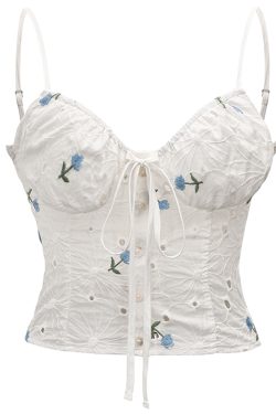 Elegant Vintage Lace Embroidery Strap Top - Handmade Women's Summer Short Wear, Perfect for 90s and Y2K Inspired Looks