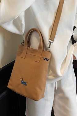 Embroidered Dachshund Canvas Crossbody Bag for Women - Large Capacity Commuter Tote Bag 2025 Trendy Style