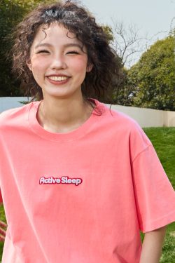 Embroidered Dopamine Letter Short Sleeve T-Shirt - Vintage American Streetwear Unisex 2025 Model, Trendy Retro Style