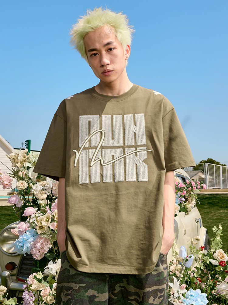 Embroidered Heavyweight Streetwear Letter T-Shirt - American Vintage Loose Fit Short Sleeve Unisex Summer 2025 Fashion Embroidered Heavyweight Streetwear Letter T-Shirt - American Vintage Loose Fit Short Sleeve Unisex Summer 2025 Fashion