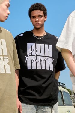 Embroidered Heavyweight Streetwear Letter T-Shirt - American Vintage Loose Fit Short Sleeve Unisex Summer 2025 Fashion