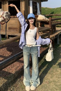 Embroidered Lace Flared Jeans for Women - Slim Fit Vintage Water-Washed Spring Pants