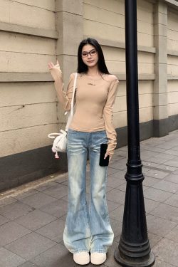 Embroidered Lace Flared Jeans for Women - Slim Fit Vintage Water-Washed Spring Pants