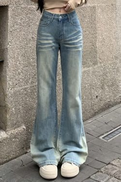 Embroidered Lace Flared Jeans for Women - Slim Fit Vintage Water-Washed Spring Pants