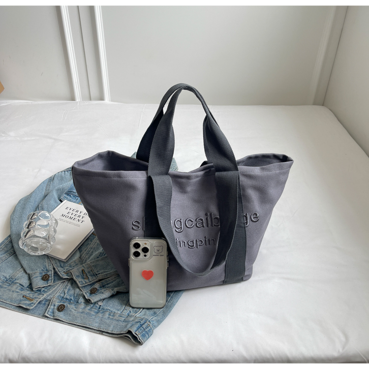 Embroidered Letter Canvas Tote Bag for Women - Large Capacity Handbag for Outings, Commuting, and Everyday Style 2025 Embroidered Letter Canvas Tote Bag for Women - Large Capacity Handbag for Outings, Commuting, and Everyday Style 2025