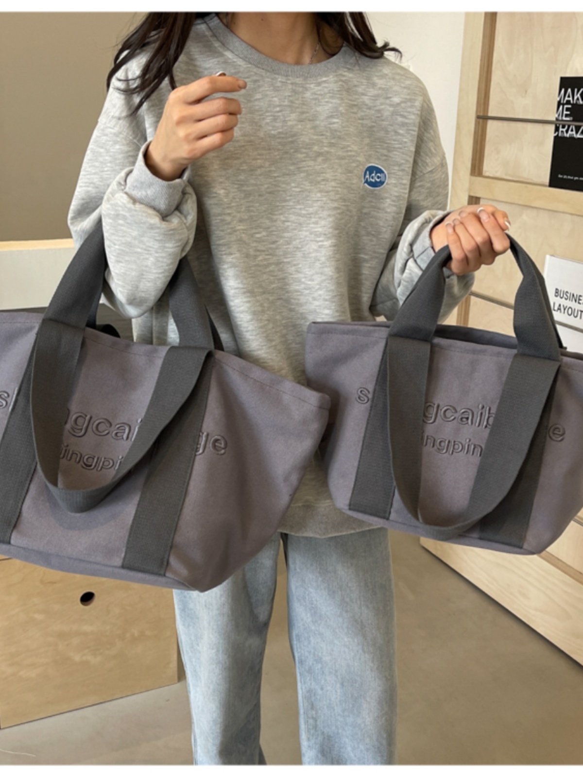 Embroidered Letter Canvas Tote Bag for Women - Large Capacity Handbag for Outings, Commuting, and Everyday Style 2025 Embroidered Letter Canvas Tote Bag for Women - Large Capacity Handbag for Outings, Commuting, and Everyday Style 2025