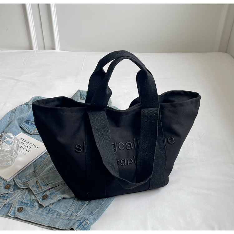 Embroidered Letter Canvas Tote Bag for Women - Large Capacity Handbag for Outings, Commuting, and Everyday Style 2025 Embroidered Letter Canvas Tote Bag for Women - Large Capacity Handbag for Outings, Commuting, and Everyday Style 2025
