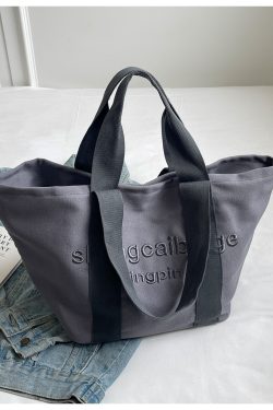 Embroidered Letter Canvas Tote Bag for Women - Large Capacity Handbag for Outings, Commuting, and Everyday Style 2025