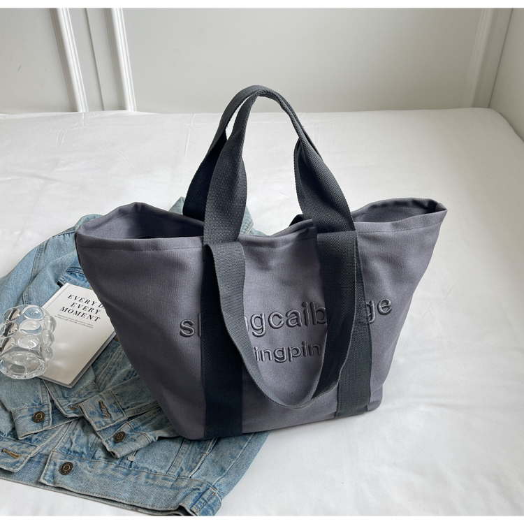 Embroidered Letter Canvas Tote Bag for Women - Large Capacity Handbag for Outings, Commuting, and Everyday Style 2025 Embroidered Letter Canvas Tote Bag for Women - Large Capacity Handbag for Outings, Commuting, and Everyday Style 2025