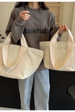 Embroidered Letter Canvas Tote Bag for Women - Large Capacity Handbag for Outings, Commuting, and Everyday Style 2025