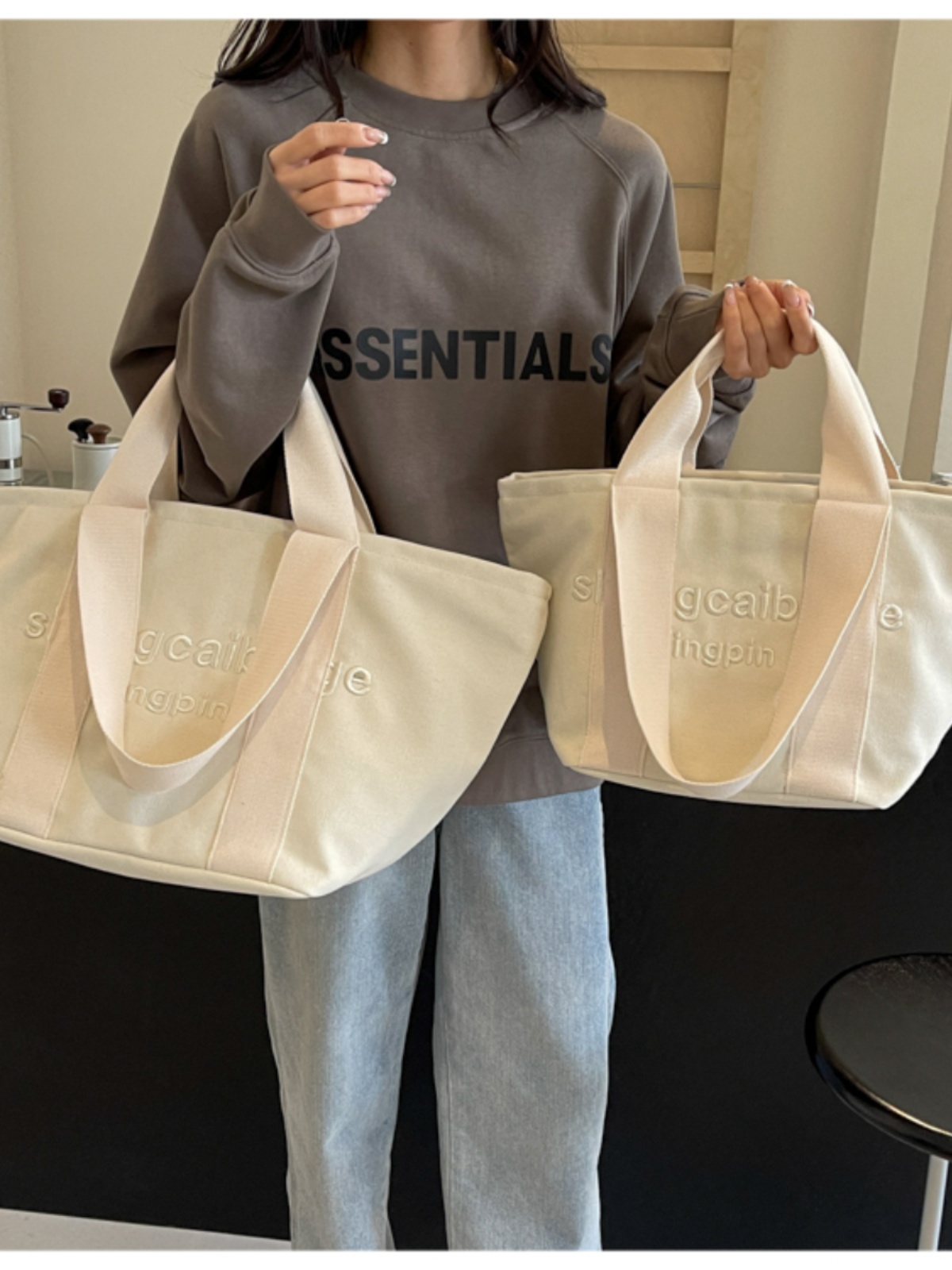 Embroidered Letter Canvas Tote Bag for Women - Large Capacity Handbag for Outings, Commuting, and Everyday Style 2025 Embroidered Letter Canvas Tote Bag for Women - Large Capacity Handbag for Outings, Commuting, and Everyday Style 2025