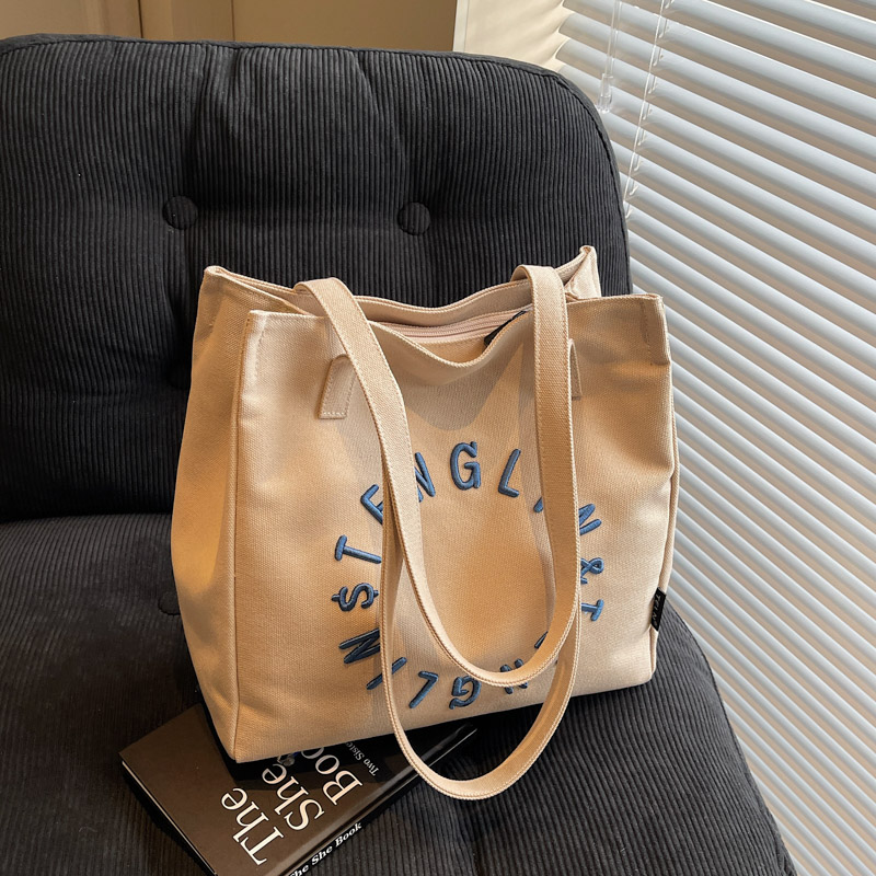Embroidered Letter Canvas Tote Bag for Women - Large Capacity Shoulder Bag, Unique Versatile Commuter Style, 2025 Fashion Embroidered Letter Canvas Tote Bag for Women - Large Capacity Shoulder Bag, Unique Versatile Commuter Style, 2025 Fashion