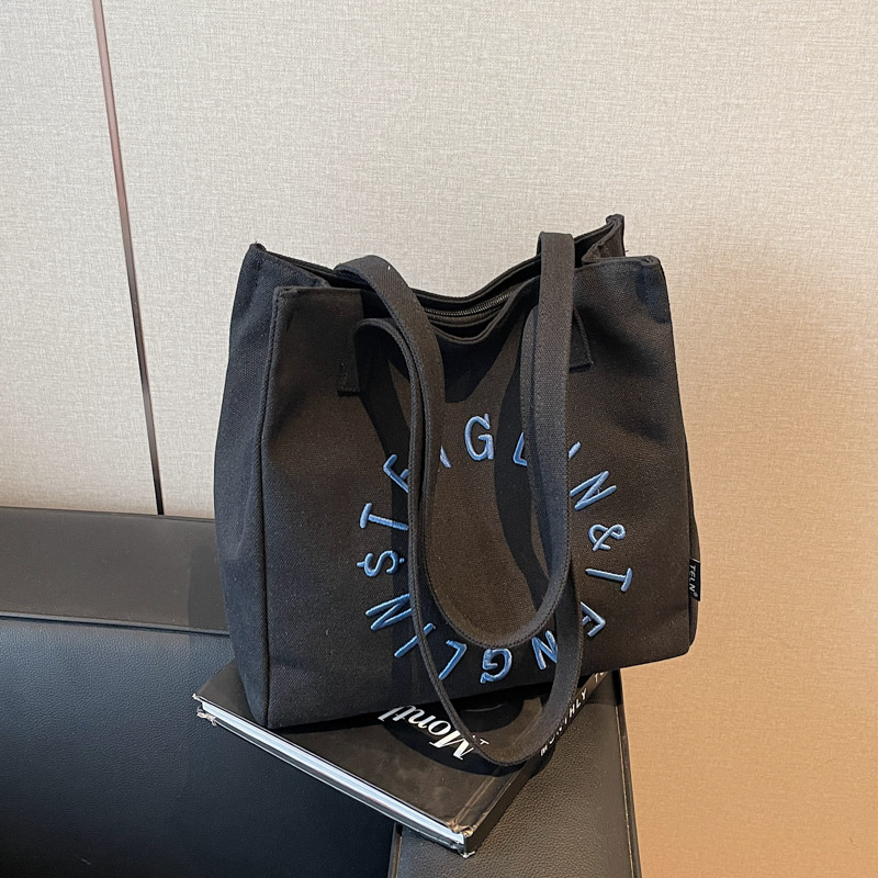 Embroidered Letter Canvas Tote Bag for Women - Large Capacity Shoulder Bag, Unique Versatile Commuter Style, 2025 Fashion Embroidered Letter Canvas Tote Bag for Women - Large Capacity Shoulder Bag, Unique Versatile Commuter Style, 2025 Fashion